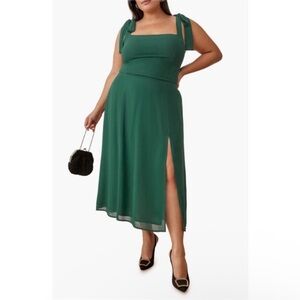 Reformation Green Twilight Dress with Slit